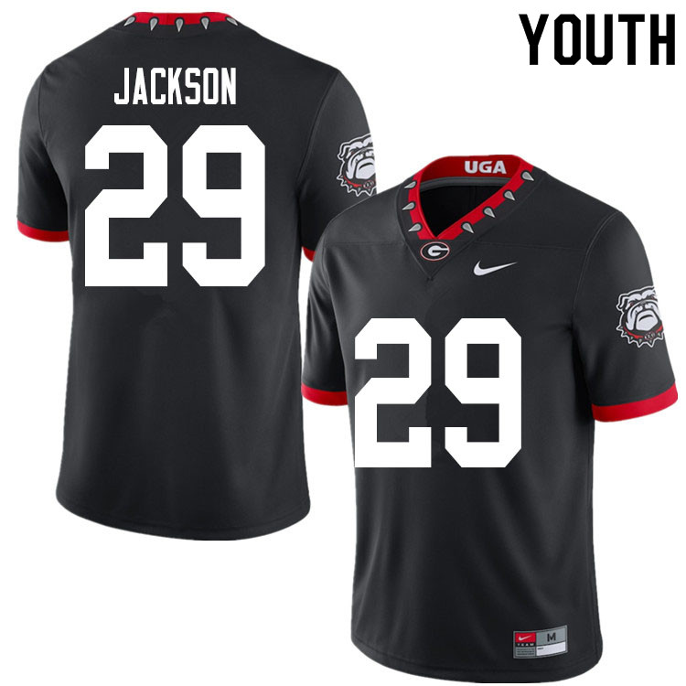 Georgia Bulldogs Youth Darius Jackson #29 Black 2020 Mascot 100th Anniversary Stitched College UGA Football Jersey 23XE017EJ